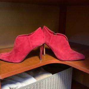 WHBM 7 1/2 red ankle boots.